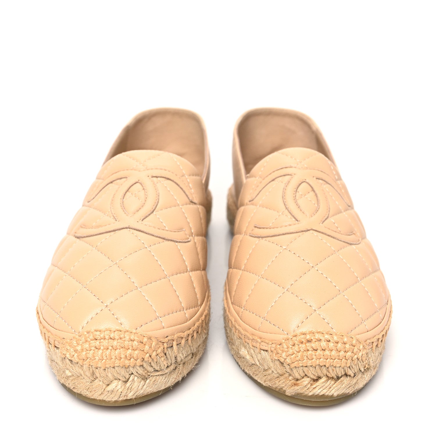 Chanel Lambskin Quilted CC Espadrilles 40 Beige 2 of 8