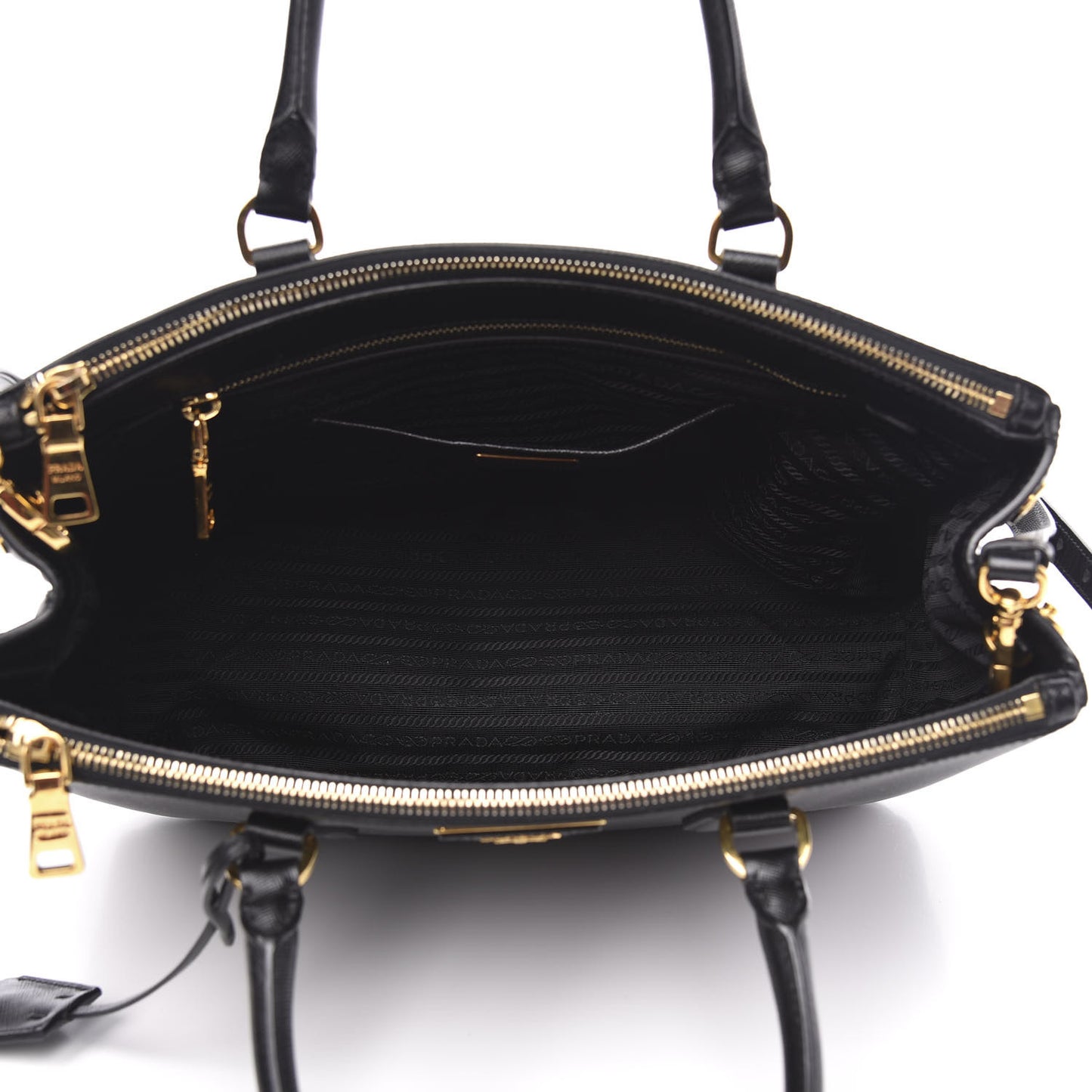 Saffiano Medium Galleria Double Zip Tote Black