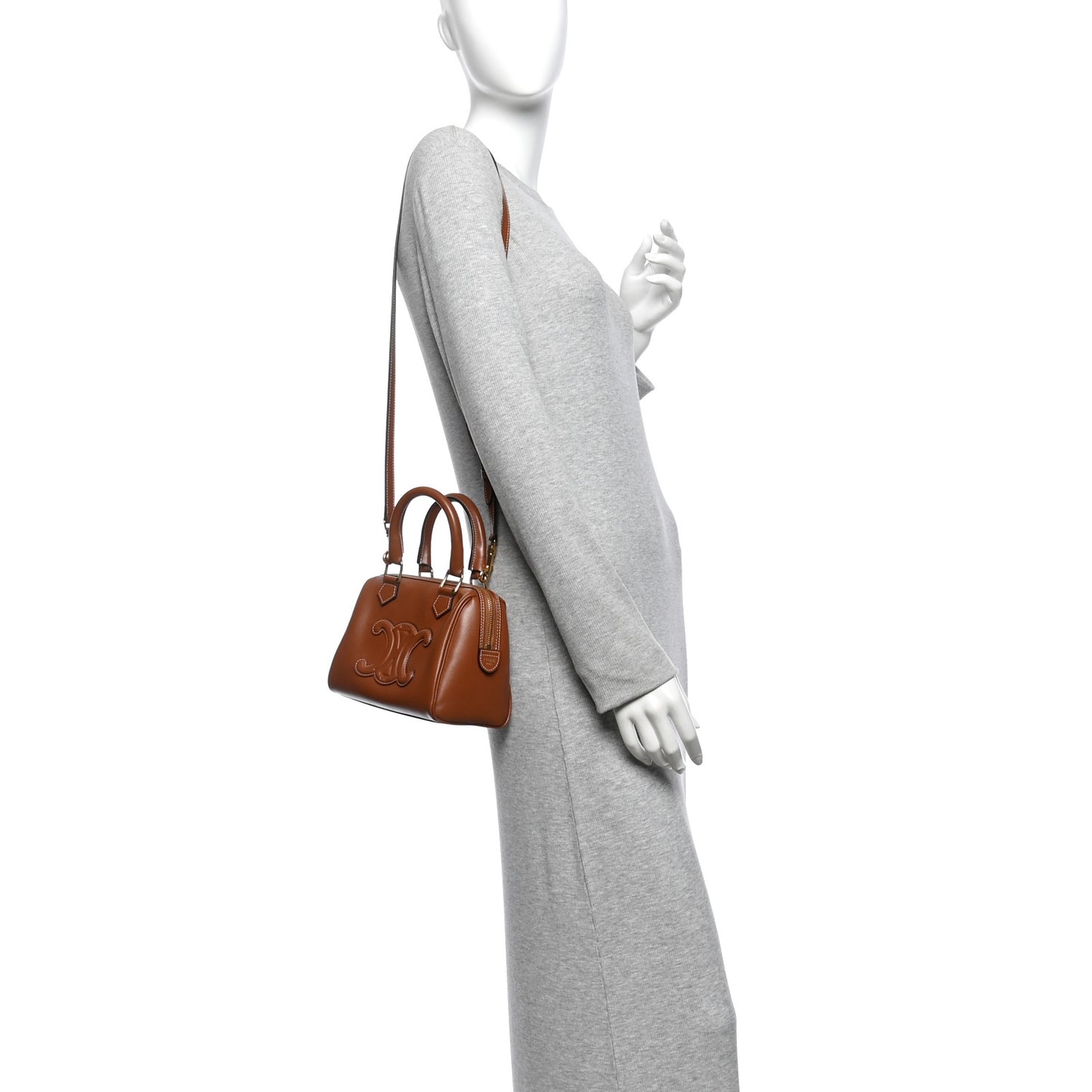 Smooth Calfskin Triomphe Small Boston Bag Tan