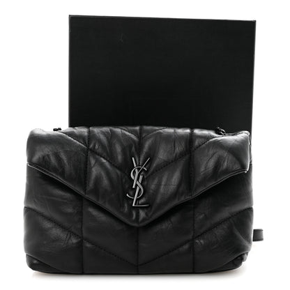 Saint Laurent Calfskin Quilted Toy Loulou Puffer Monogram Monochrome Chain Satchel Black 10 of 10