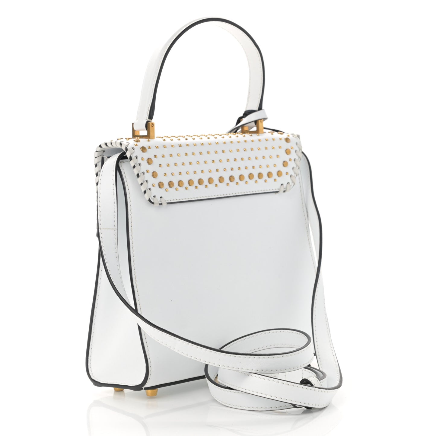 Nappa Whipstitch Icon Western Small Flap White