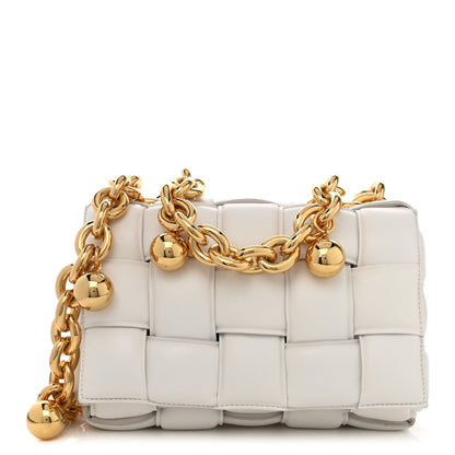 Bottega Veneta Lambskin Maxi Intreccio Padded Chain Cassette Crossbody Bag White 1 of 9