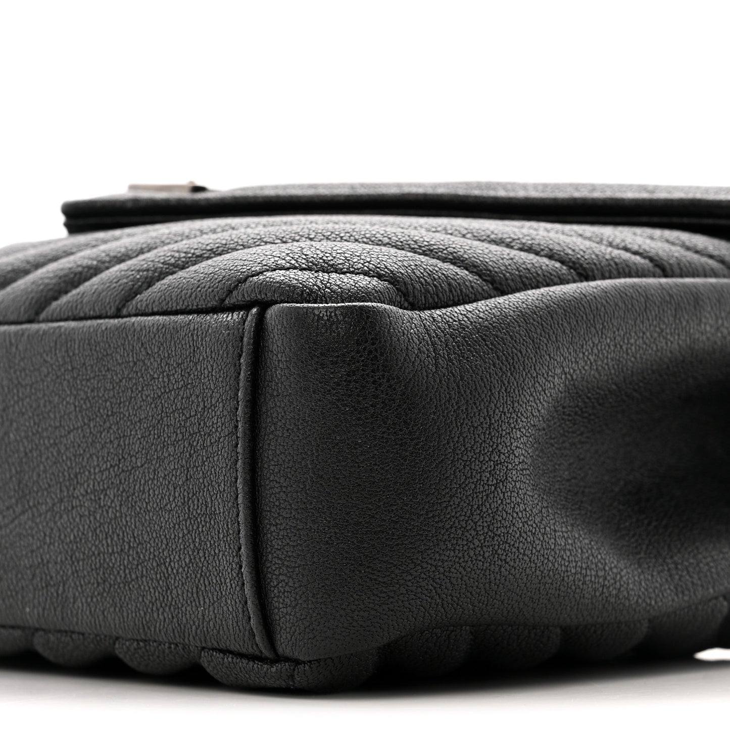 Sheepskin Matelasse Chevron Monogram Medium College Bag Black