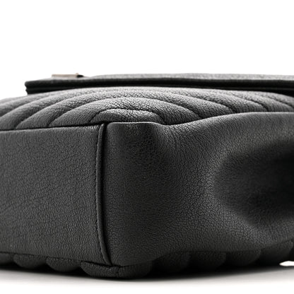 Saint Laurent Sheepskin Matelasse Chevron Monogram Medium College Bag Black 10 of 13