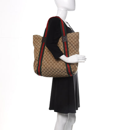 Gucci GG Monogram Medium Web Handle Vertical Tote Dark Brown 2 of 10