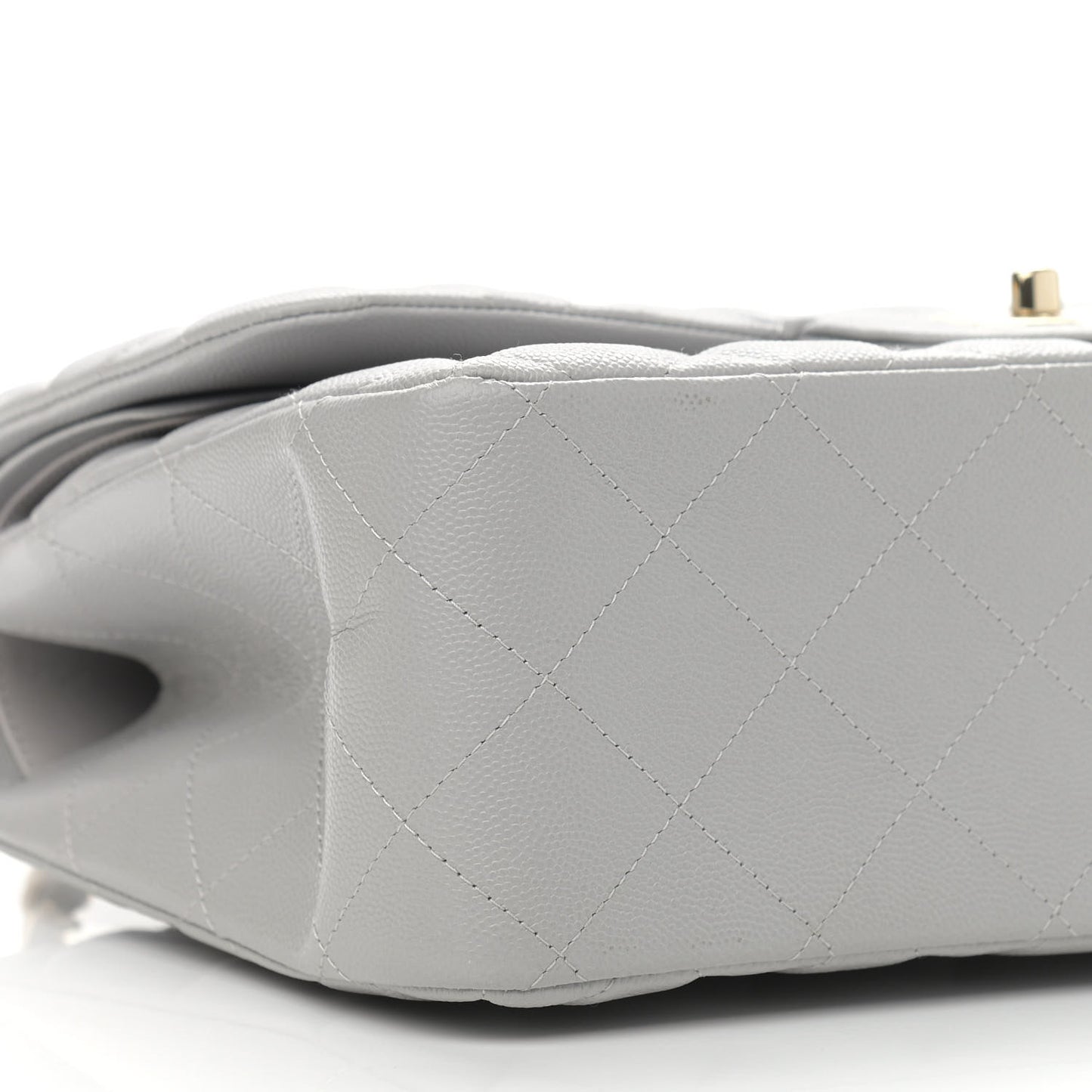 Caviar Quilted Jumbo Double Flap Grey