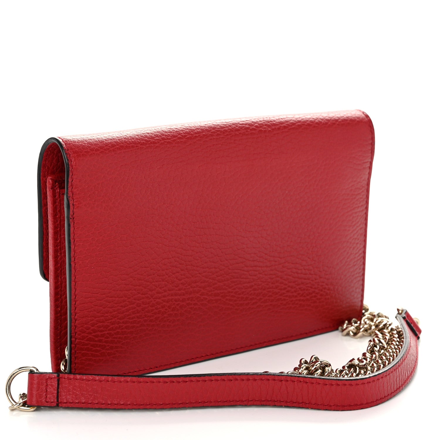 Gucci Dollar Calfskin Interlocking G Chain Wallet Red 3 of 9
