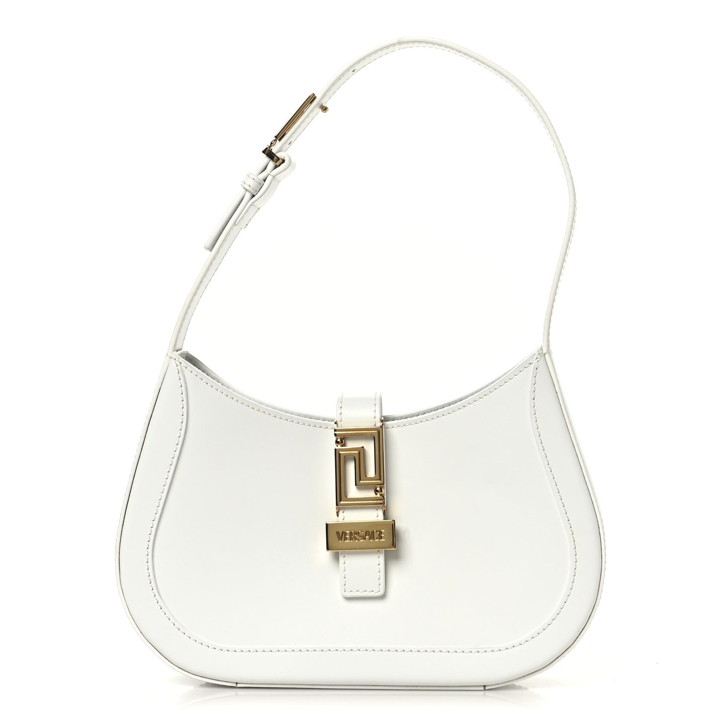 Calfskin Small Greca Goddess Hobo White