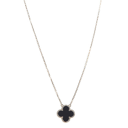 Van Cleef & Arpels 18K Yellow Gold Black Onyx Vintage Alhambra Pendant Necklace 1 of 6