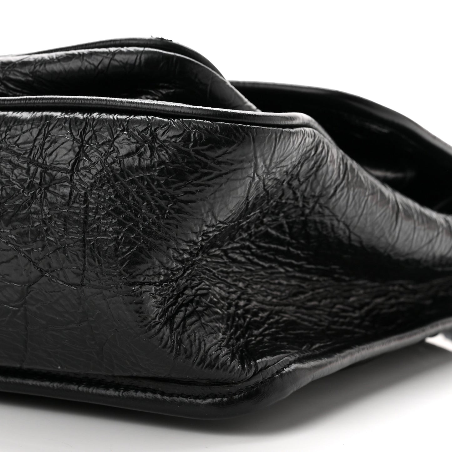 Crinkled Calfskin Matelasse Monogram Medium Niki Chain Satchel Black