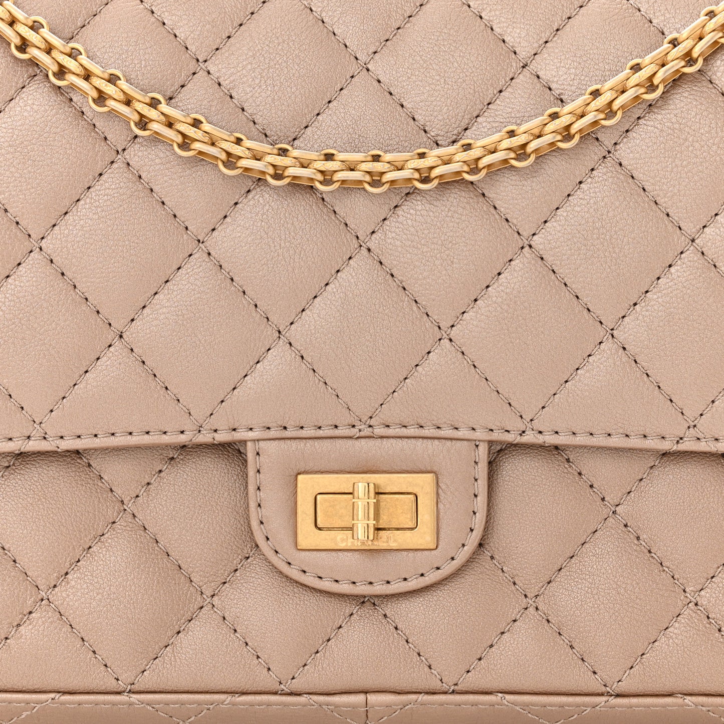 Metallic Calfskin Quilted 2.55 Reissue 226 Flap Dark Gold