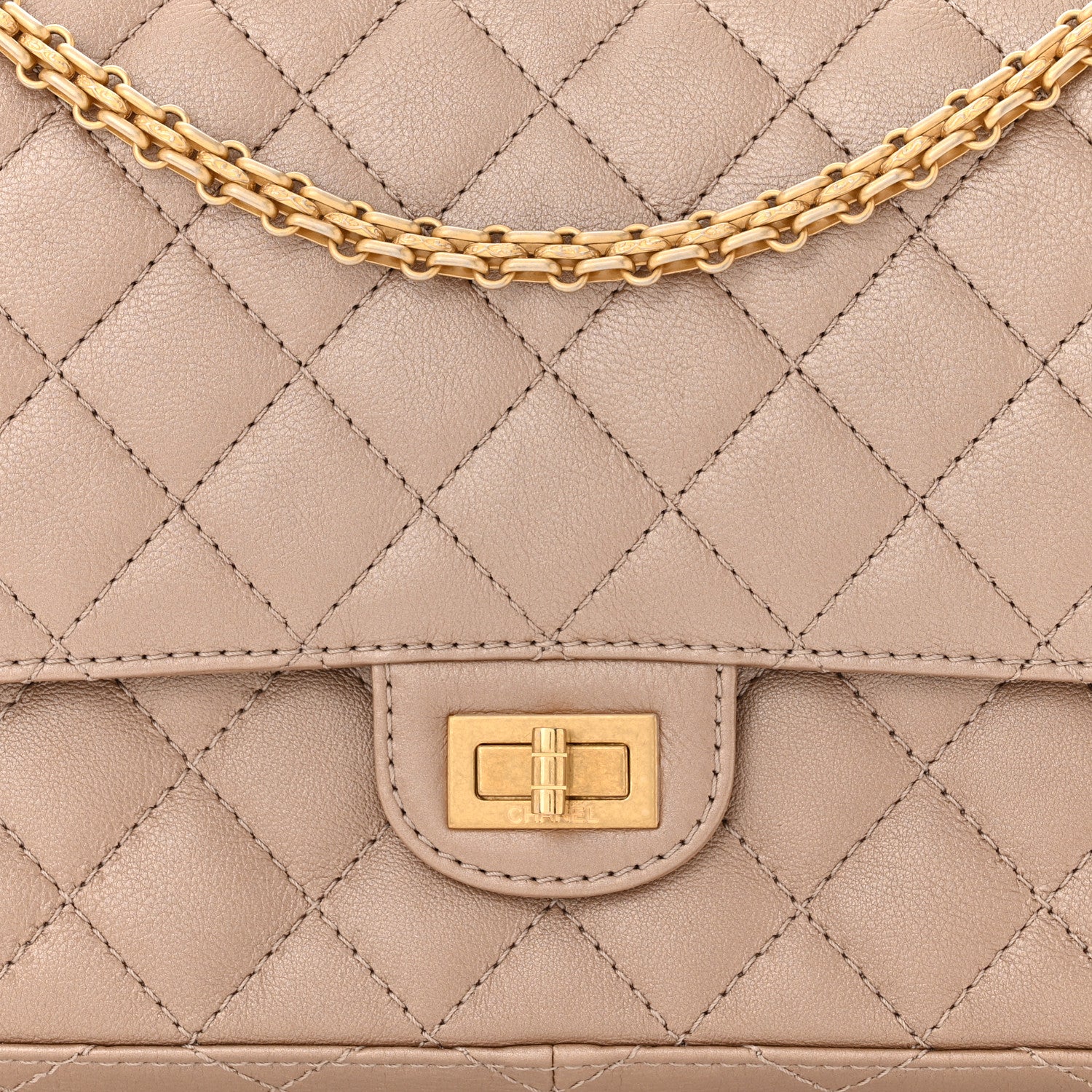 Chanel Metallic Calfskin Quilted 2.55 Reissue 226 Flap Dark Gold 8 of 10