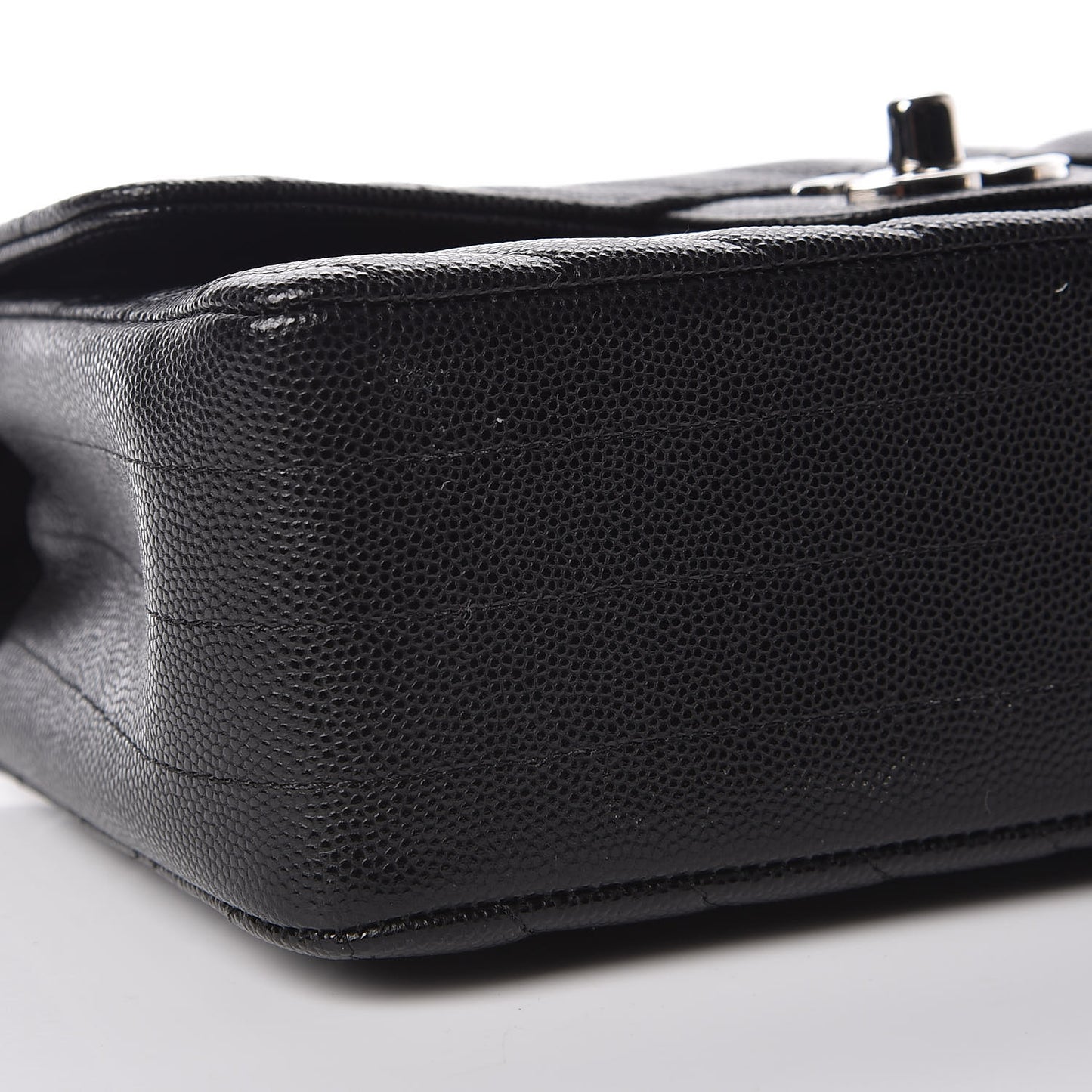 Caviar Chevron Quilted Mini Rectangular Flap Black