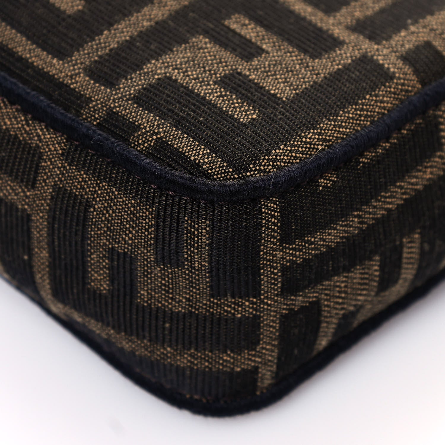 Fendi Fabric Jacquard FF 1974 Mini Baguette Tobacco Moro Black 11 of 14
