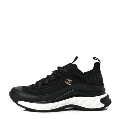 Chanel Velvet Calfskin Mixed Fibers CC Sneakers 38.5 Black 1 of 8