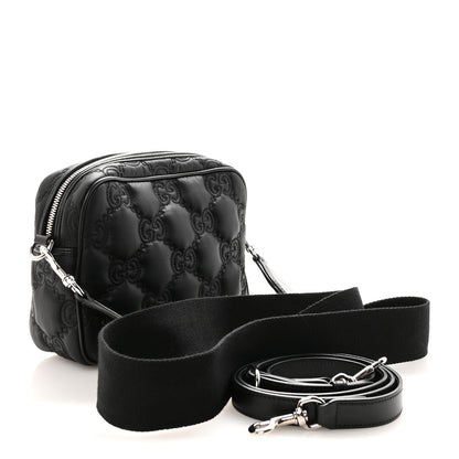 Gucci Nylon Calfskin Enamel GG Matelasse Shoulder Bag Black 3 of 9