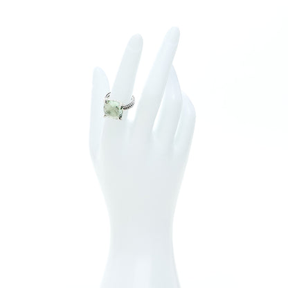 David Yurman Sterling Silver Diamond Prasiolite 14mm Chatelaine Ring 54 7 2 of 5