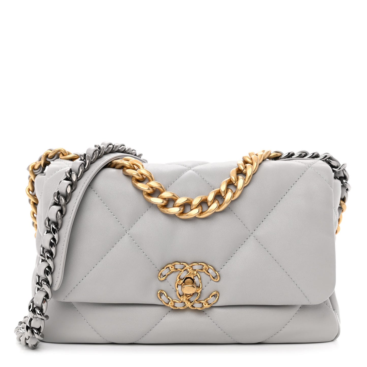 Lambskin Quilted Medium Chanel 19 Flap Grey