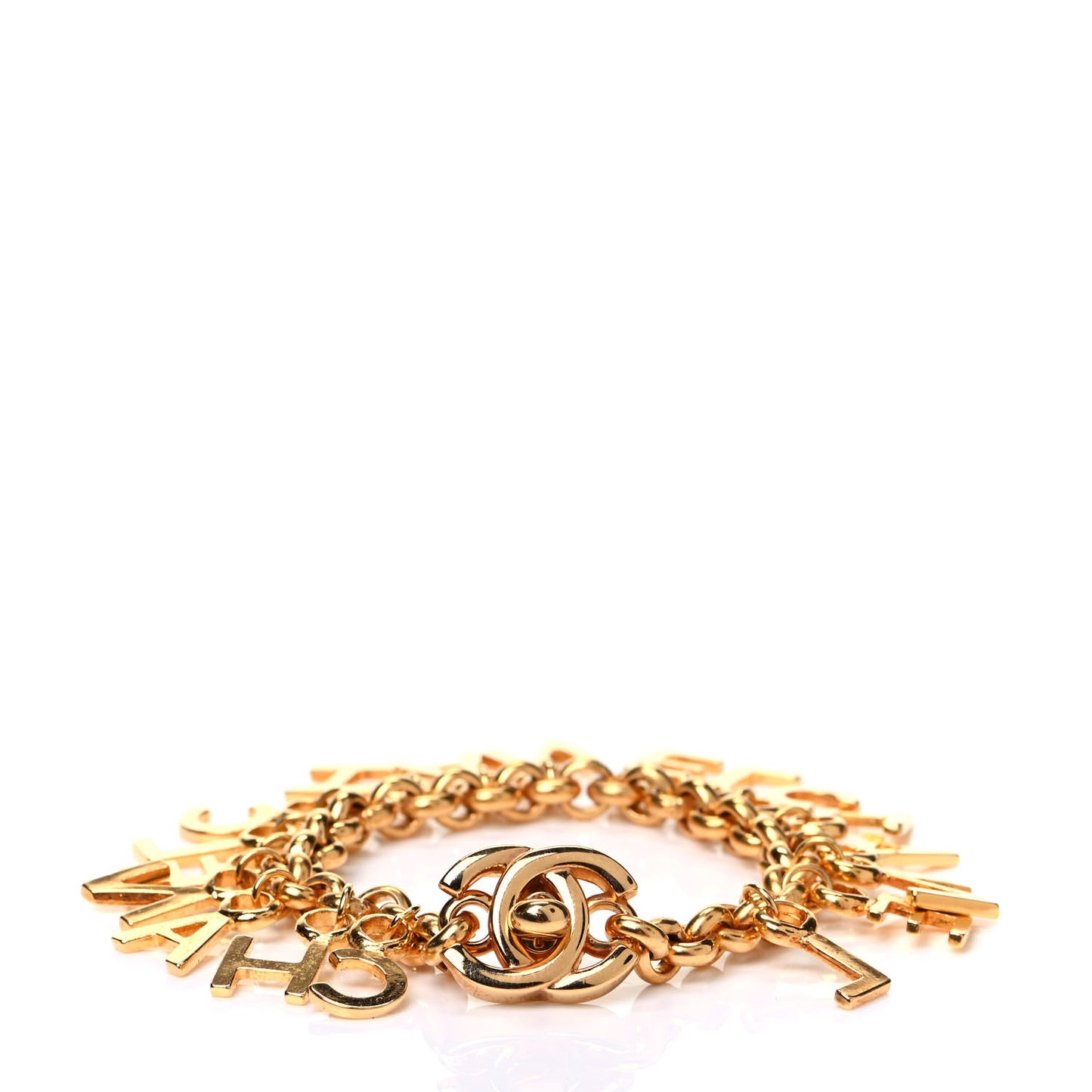 Metal Logo Charm Bracelet Gold