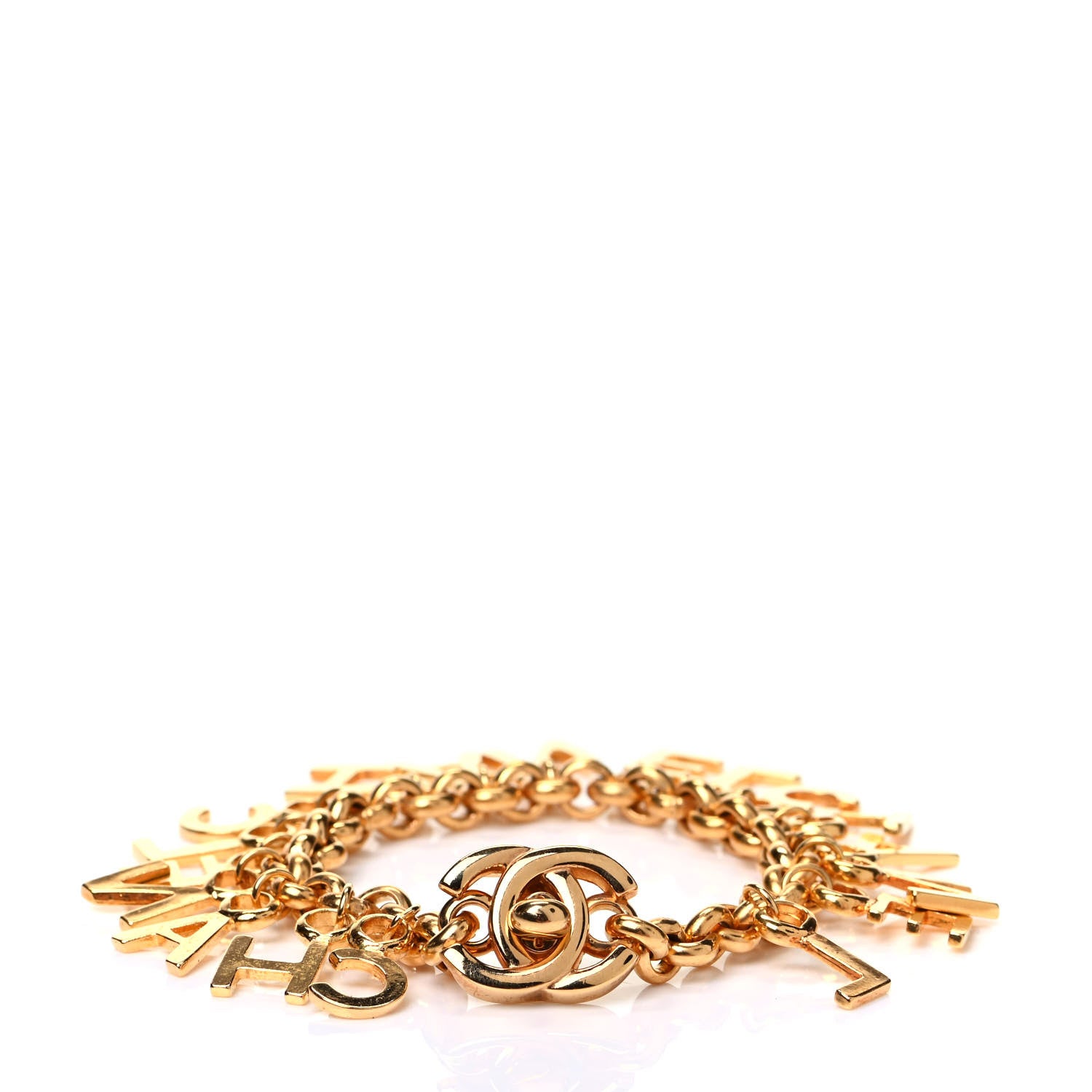 Chanel Metal Logo Charm Bracelet Gold 3 of 4