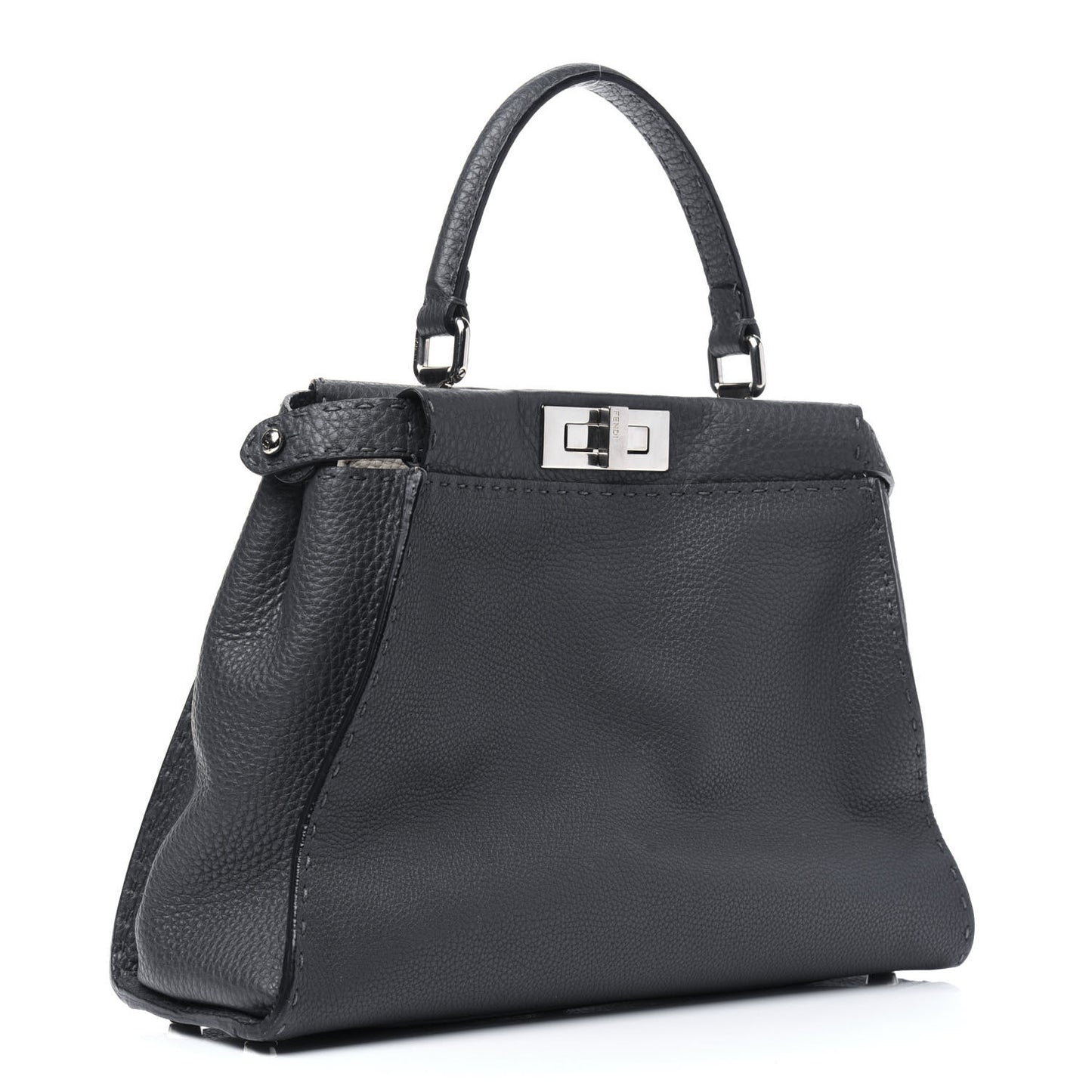 Cuoio Romano Selleria Bi-Color Medium Peekaboo Iconic Satchel Asfalto Latte