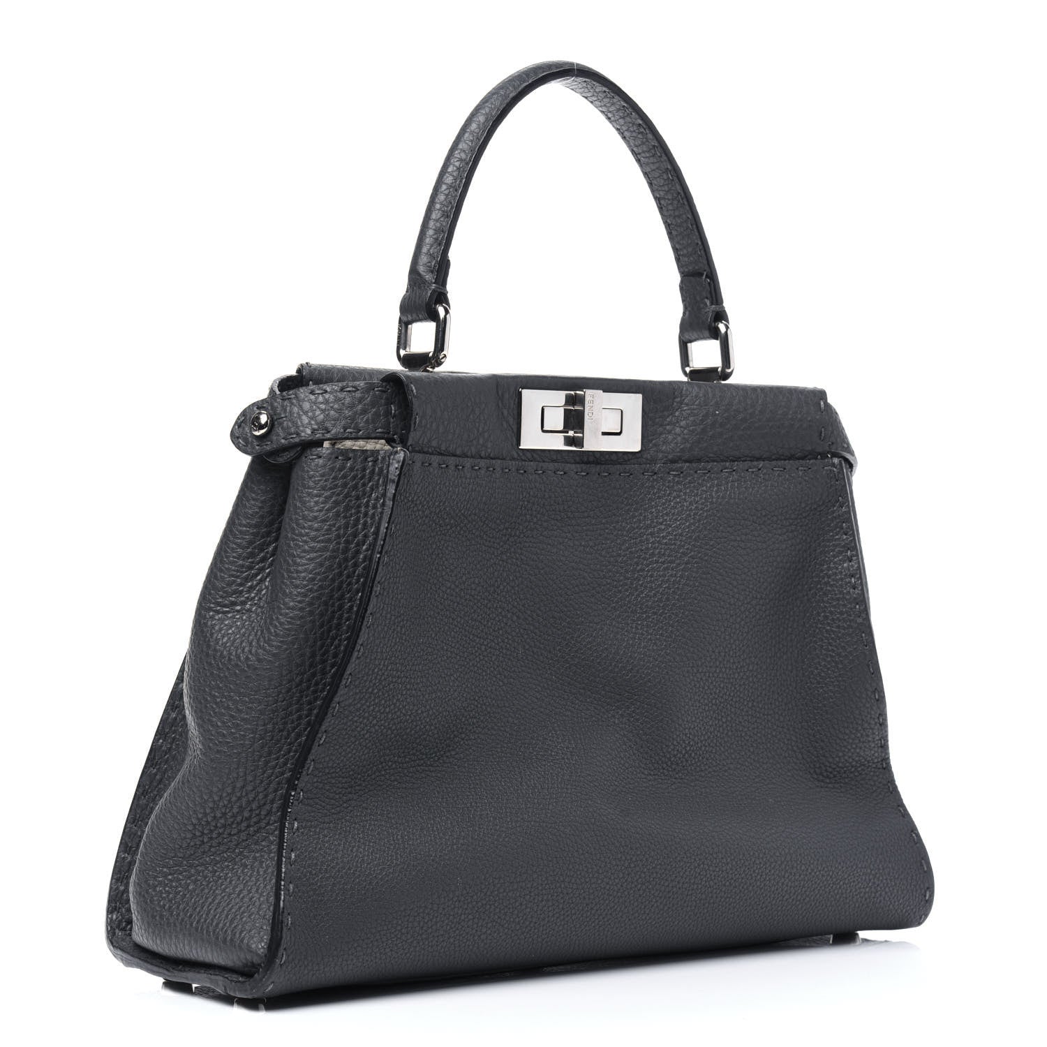 Fendi Cuoio Romano Selleria Bi-Color Medium Peekaboo Iconic Satchel Asfalto Latte 3 of 18