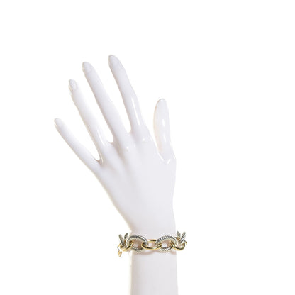 David Yurman Sterling Silver 18K Yellow Gold 17mm Extra Large Oval Link Bracelet 2 of 9