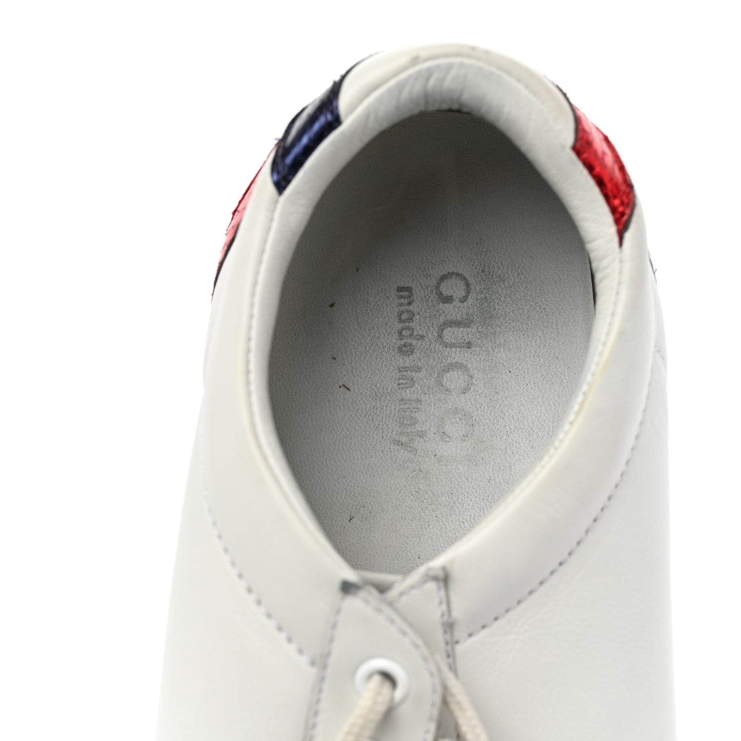 Calfskin Metallic Ayers Mens Bambi GG Sneakers 10 Great White Notte Red