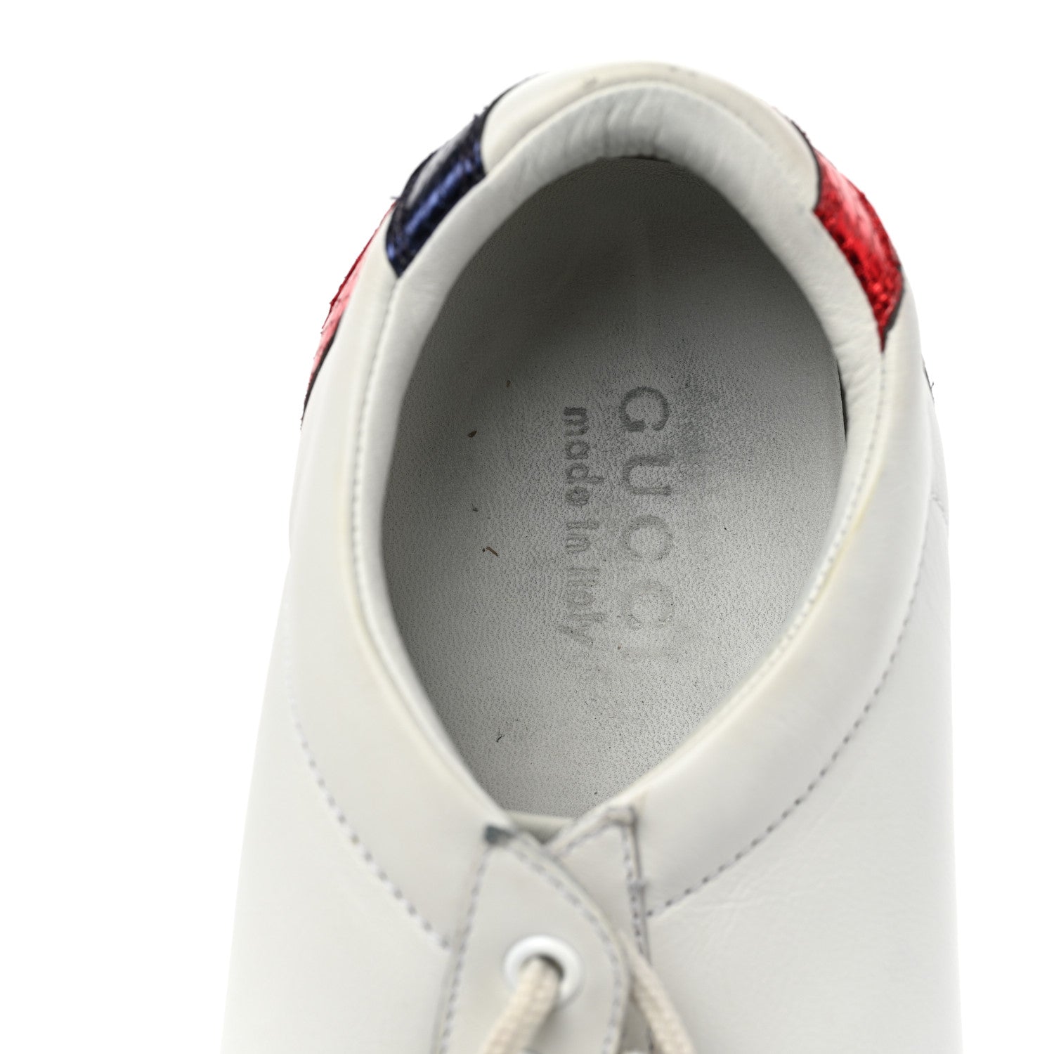 Gucci Calfskin Metallic Ayers Mens Bambi GG Sneakers 10 Great White Notte Red 7 of 10