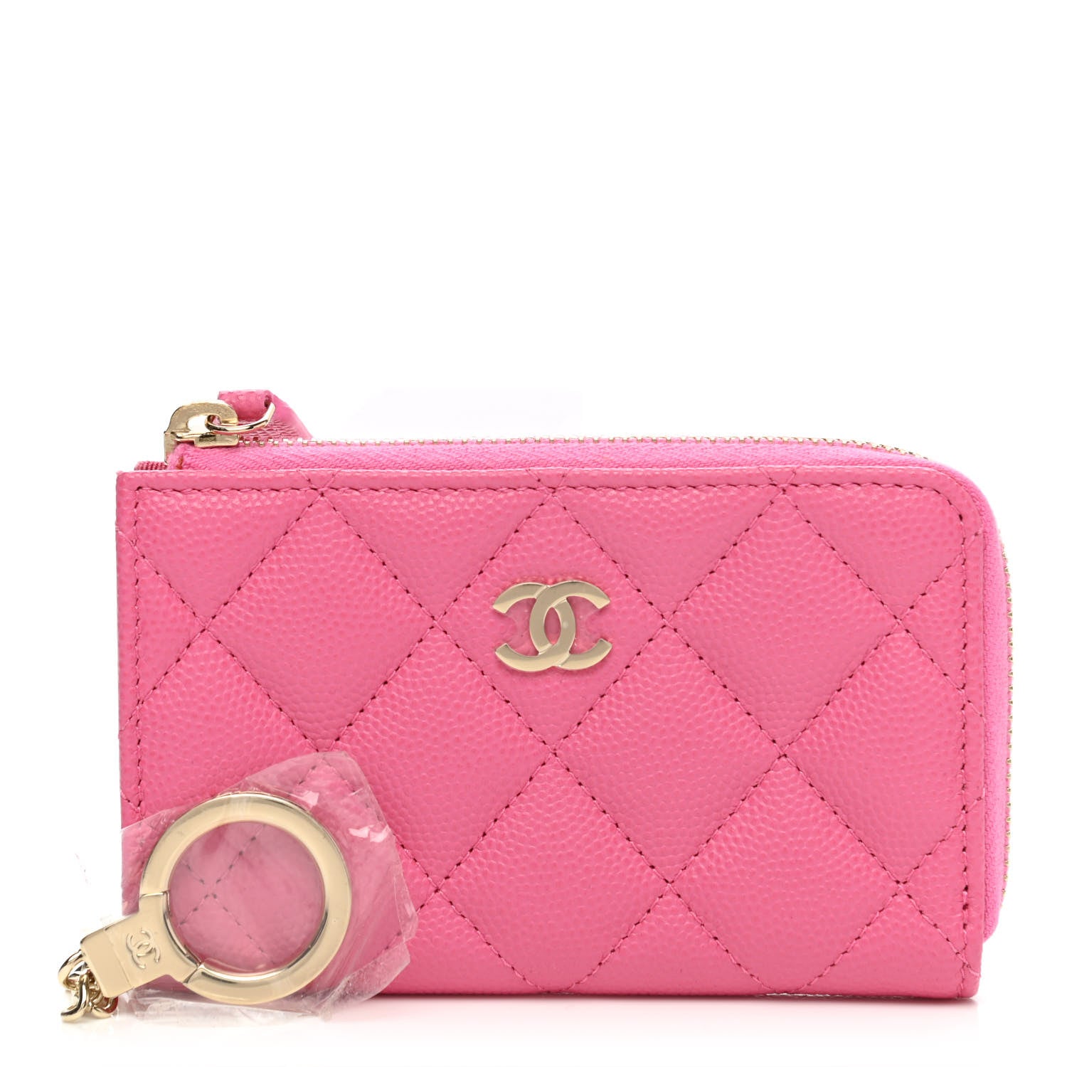 Chanel Caviar Quilted Zipped Key Holder Case Pink 1 of 8
