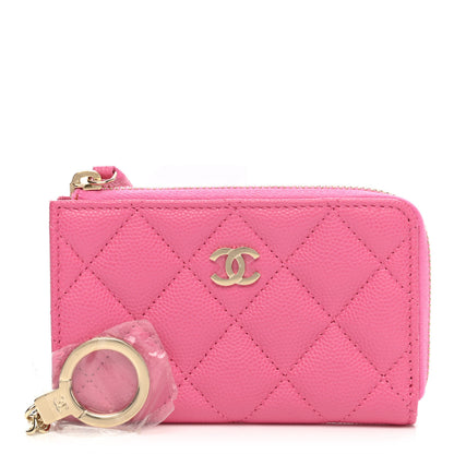 Chanel Caviar Quilted Zipped Key Holder Case Pink 1 of 8