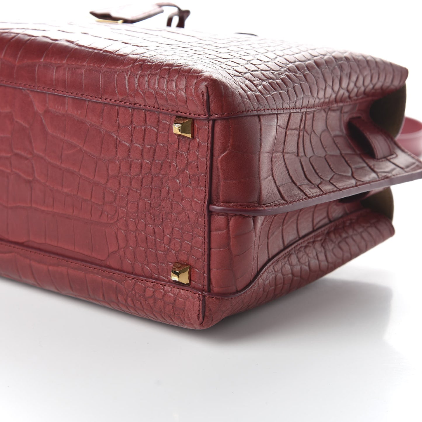 Calfskin Crocodile Embossed Medium Milla Tote Ruby