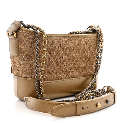 Chanel Tweed Calfskin Small Gabrielle Hobo Gold 3 of 10
