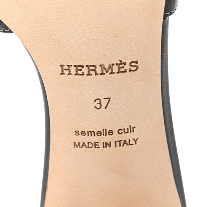Hermes Calfskin Oasis Sandals 37 Black 7 of 8