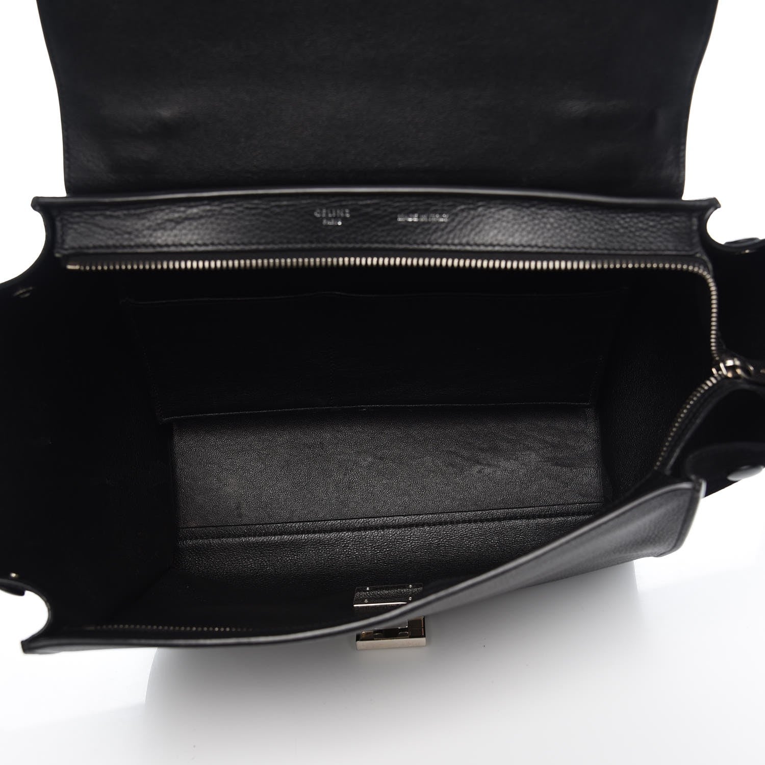 Celine Drummed Calfskin Suede Small Trapeze Black 7 of 31