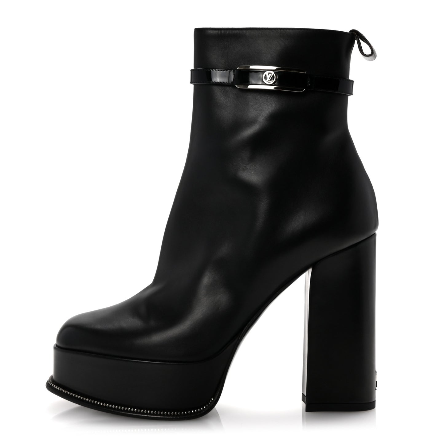 Calfskin Monogram Platform Ankle Boots 39 Black