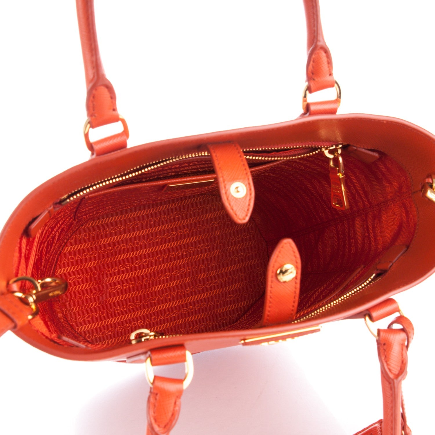 Prada Saffiano Lux Bucket Tote Papaya 5 of 8