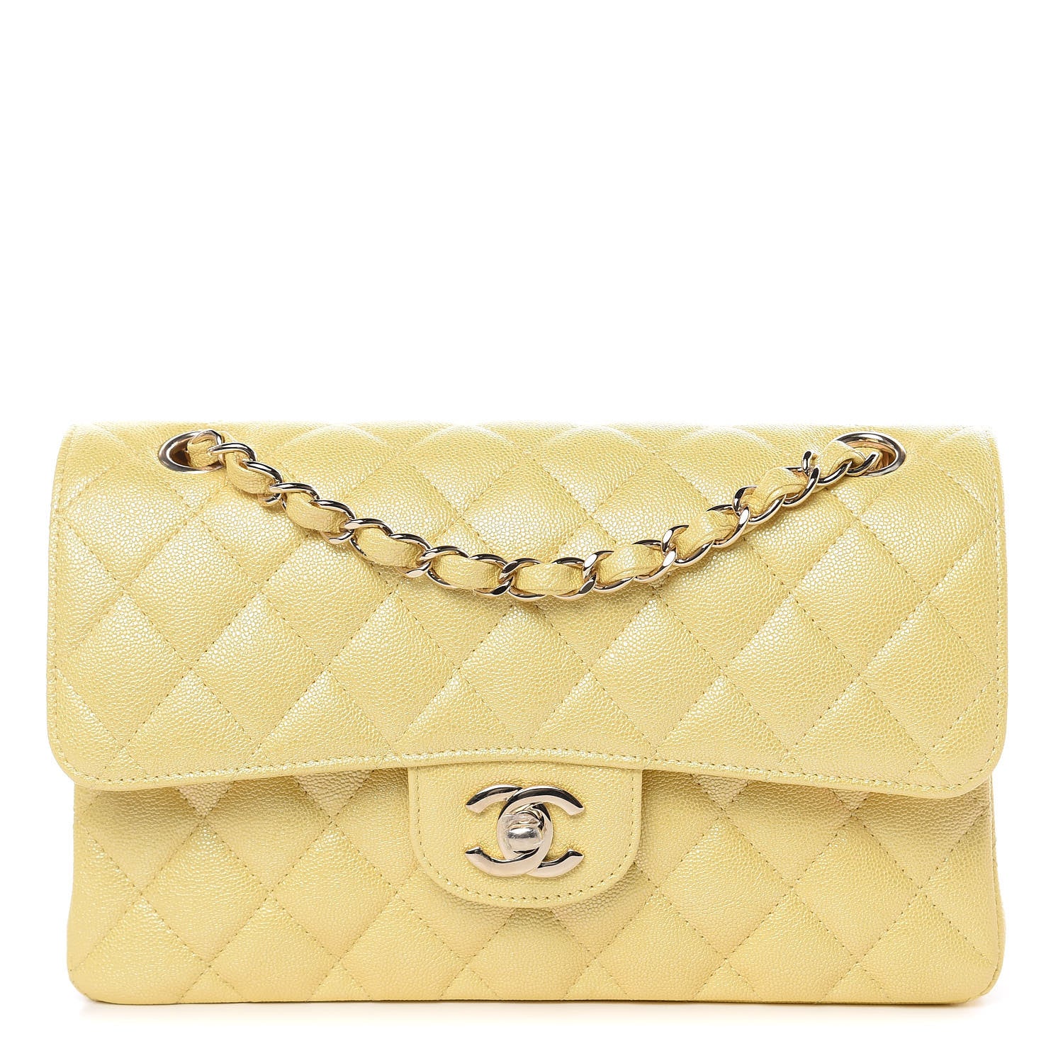 Chanel Iridescent Caviar Quilted Small Double Flap Yellow 1 of 11