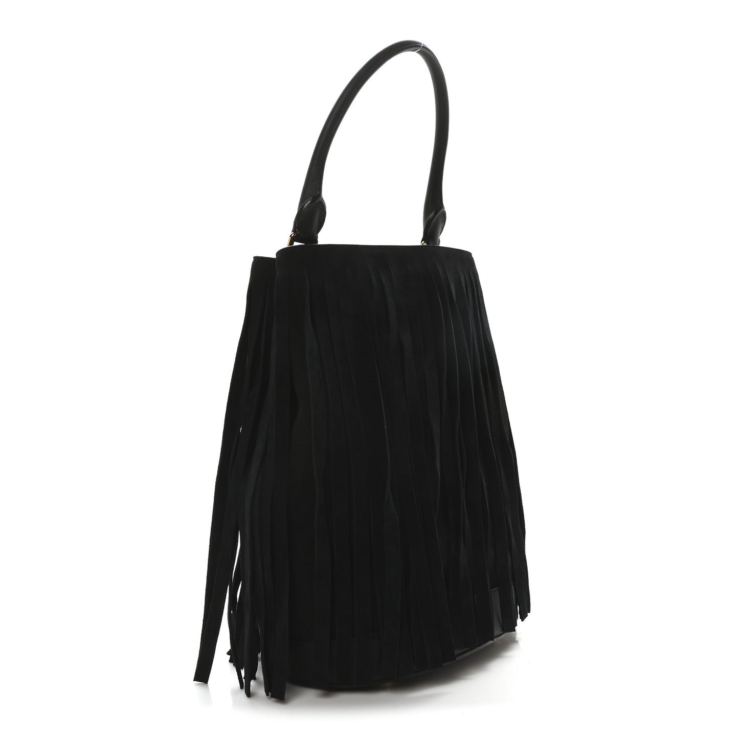 Prorsum Suede Fringe Bucket Bag Black