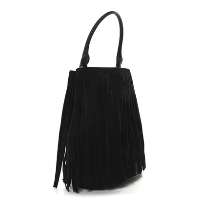 Burberry Prorsum Suede Fringe Bucket Bag Black 4 of 11