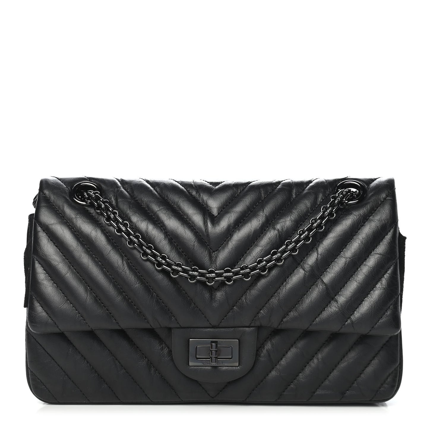 Aged Calfskin Quilted 2.55 Reissue 225 Flap So Black