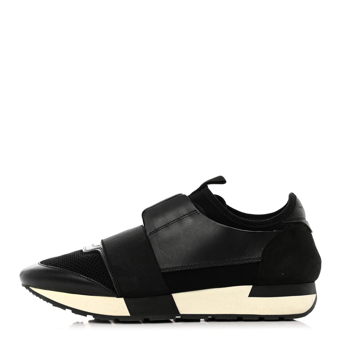 Mesh Calfskin Neoprene Suede Womens Race Runner Sneakers 39 Black