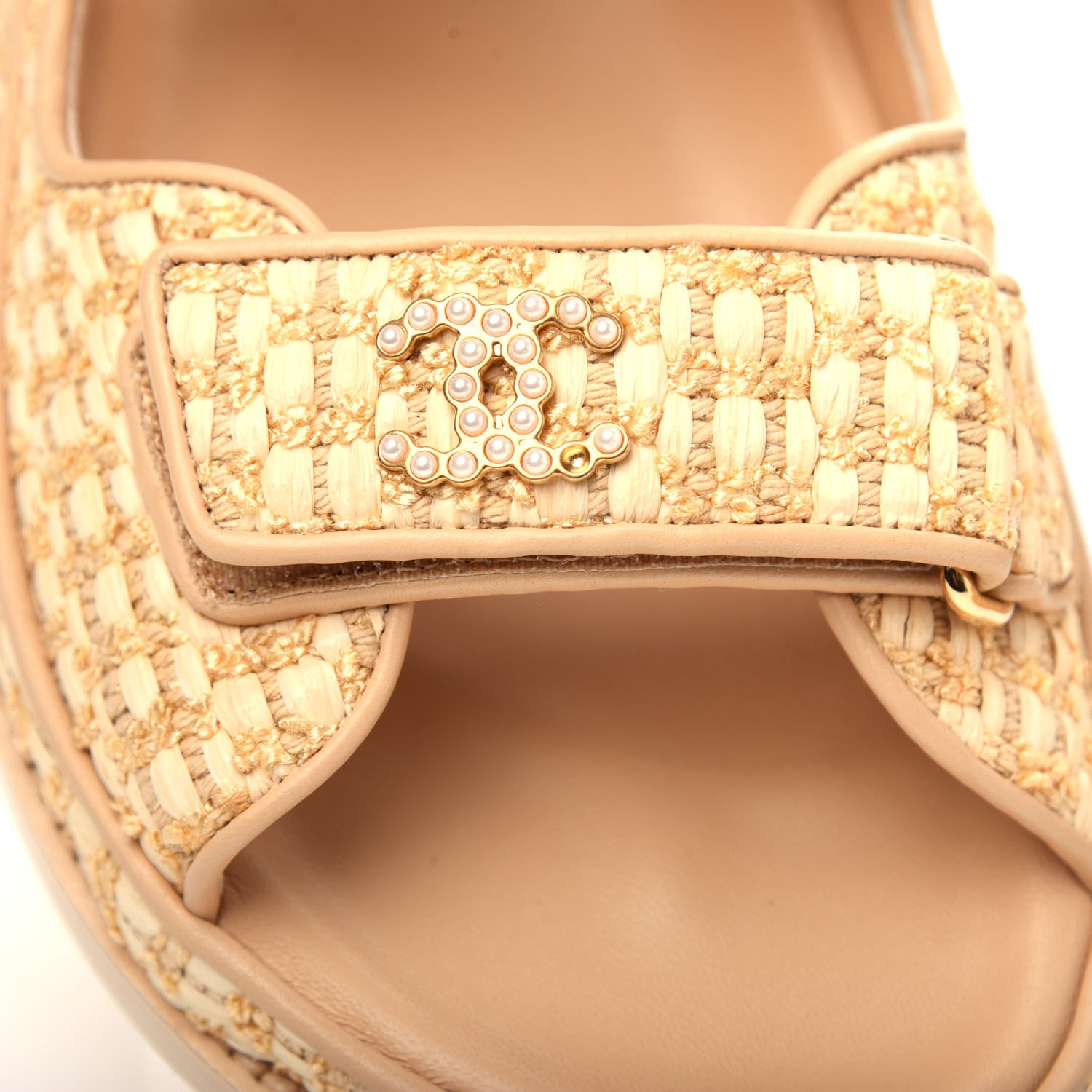 Chanel Braided Fabric Velcro Dad Sandals 39 Beige 12 of 12