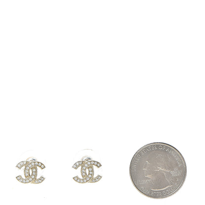 Chanel Crystal CC Earrings Light Gold 2 of 5