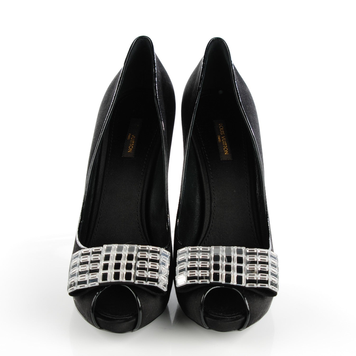 Louis Vuitton Satin Music Hall Open Toe Pumps 40 Black 2 of 9
