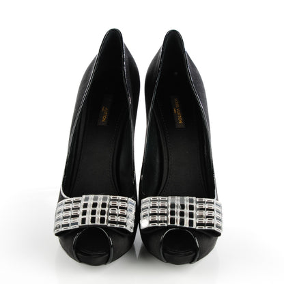 Louis Vuitton Satin Music Hall Open Toe Pumps 40 Black 2 of 9