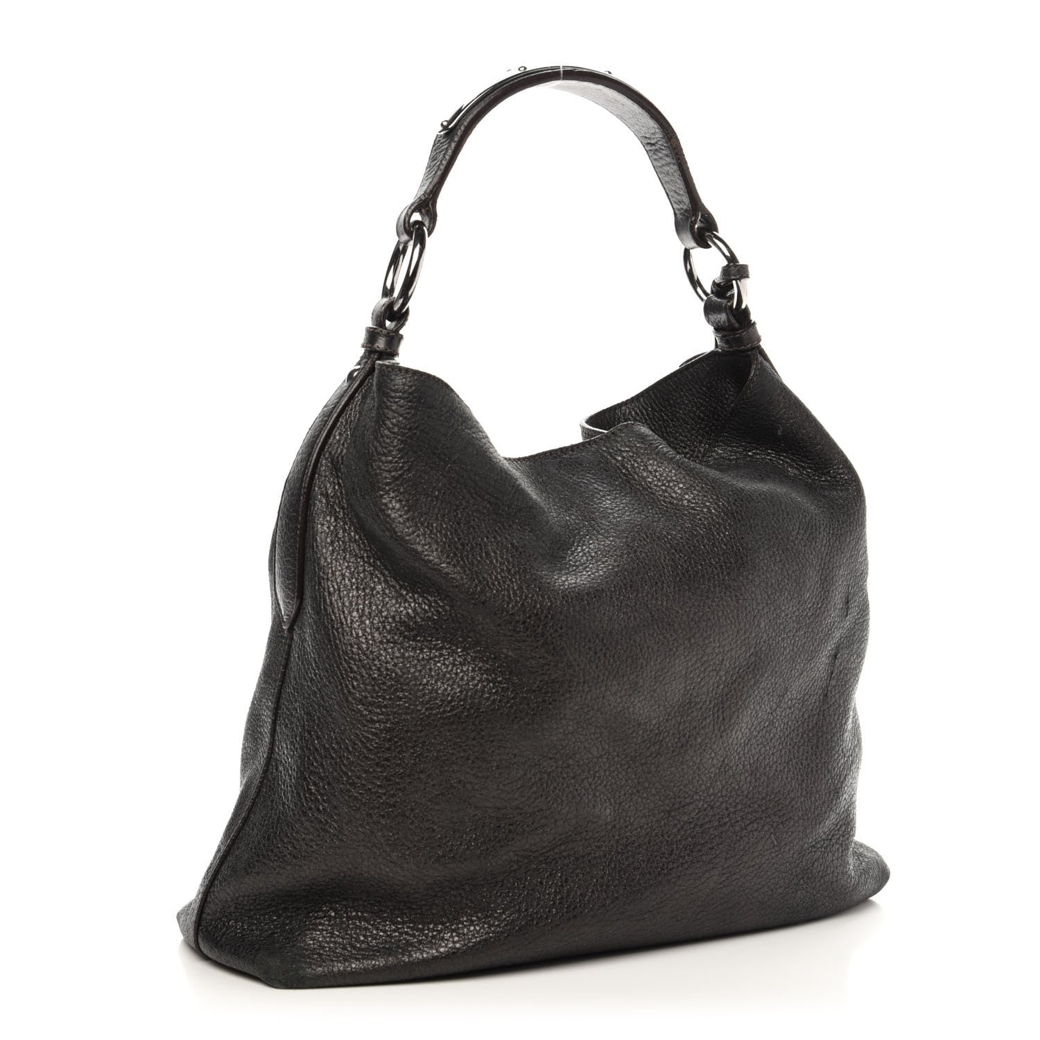 Prada Metallic Vitello Daino Hobo Dark Grey 3 of 15
