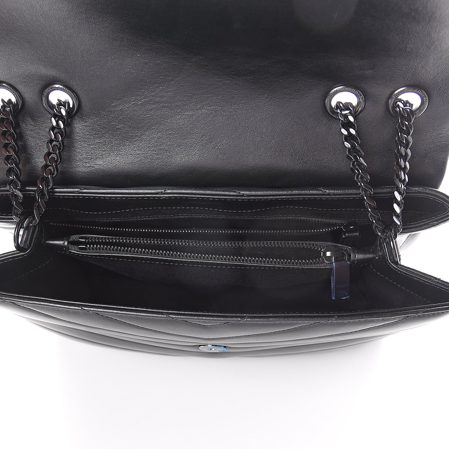 Calfskin Y Quilted Monogram Medium Loulou Chain Satchel Black