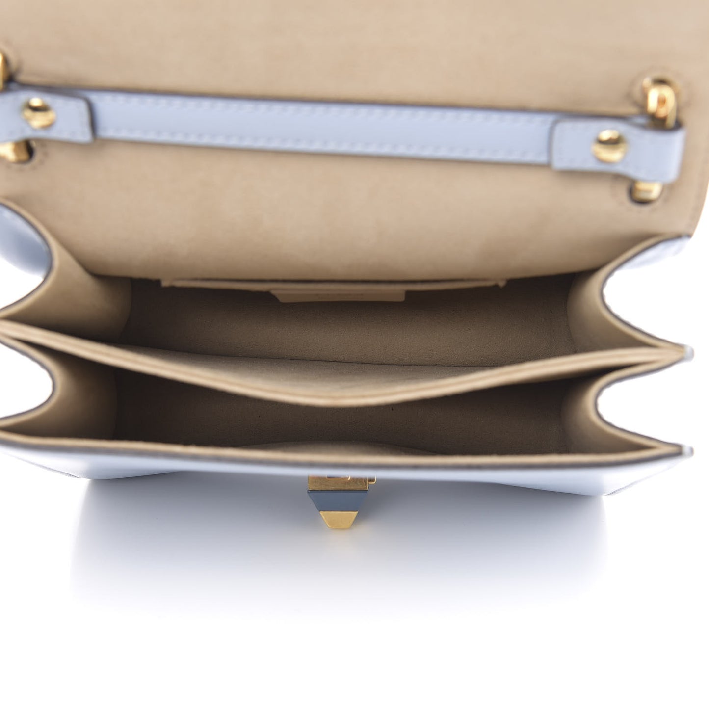 Vitello Liberty Studded Small Kan I Shoulder Bag Azzurro Polvere