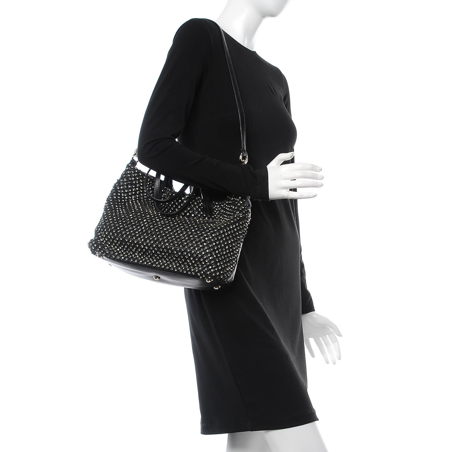 Valentino Garavani Vitello Crystal Tote Black 2 of 8